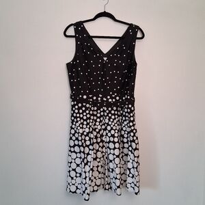 Ricki’s dress midi fit and flare  Black White polka dots with belt